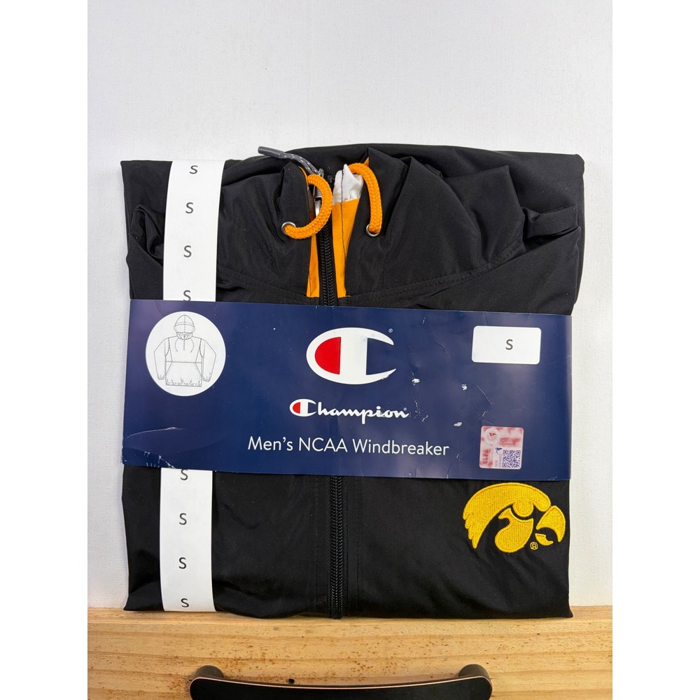 Champion Iowa Hawkeyes Mens NCAA Windbreaker Jacket Black Small New